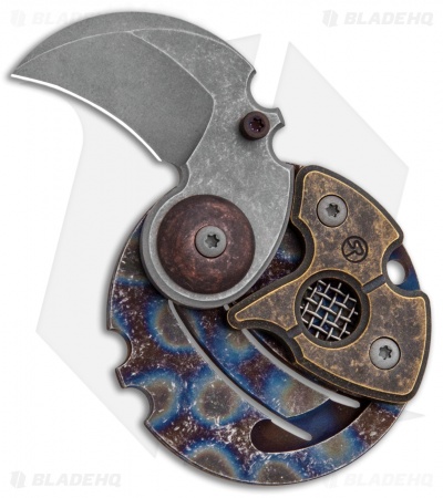 Serge Panchenko Coin Claw Folder Knife Copper Heat Ano/Bronze  (1" Tumbled)