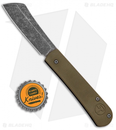 Serge Panchenko Custom Slip-Joint Cleaver Black/Green G-10 (2.6" Stonewash)