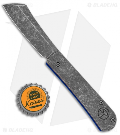 Serge Panchenko Custom Slip-Joint Cleaver Titanium/Blue G-10 (2.6" Stonewash)