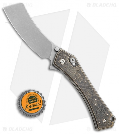 Serge Panchenko Orbit HawkLock Flipper Knife Patina Brass (3" Stonewash)