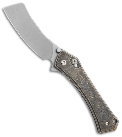 Serge Panchenko Orbit HawkLock Flipper Knife Patina Brass (3" Stonewash)