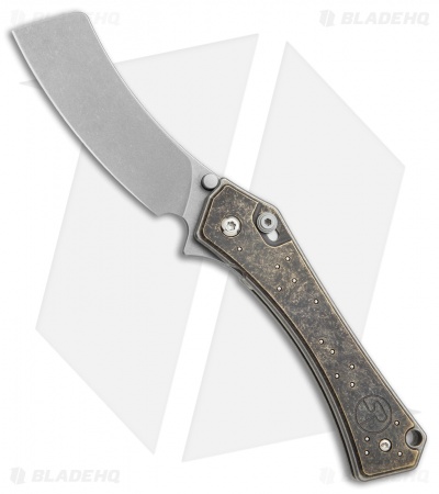 Serge Panchenko Orbit HawkLock Flipper Knife Patina Brass (3" Stonewash)