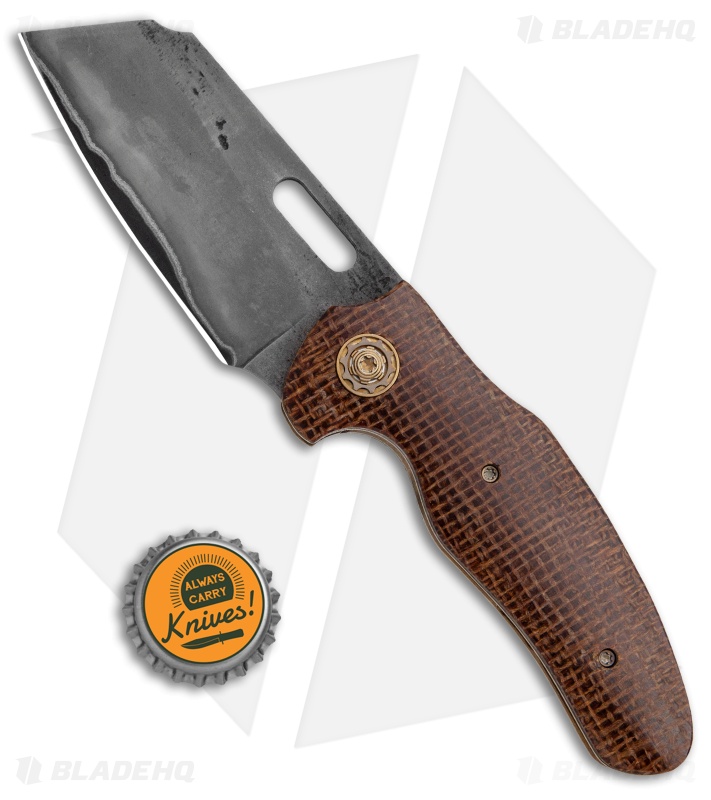 Sheepdog Knives C01C Custom Liner Lock Knife Burlap Micarta (3.25" Gray San Mai)