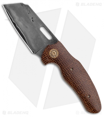 Sheepdog Knives C01C Custom Liner Lock Knife Burlap Micarta (3.25" Gray San Mai)