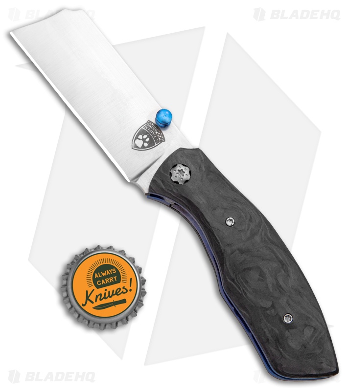 Sheepdog Knives Convict Cleaver Liner Lock Knife Marble CF/Ti (3" Satin) 