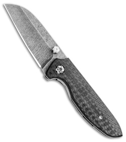 Sheepdog Knives Mini Deviant Liner Lock Knife Timascus Clip CF (2.6" Acid Wash)