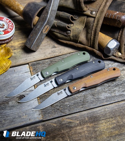 Smith & Sons Cypress Trapper Liner Lock Knife Black G-10 (3.38" Stonewash)