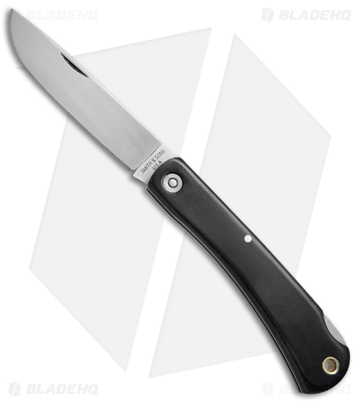 Smith & Sons Mudbug Lock Back Knife Black Micarta w/ Sheath (3.625" Satin)