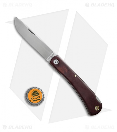 Smith & Sons Mudbug Lock Back Knife Maroon Micarta w/ Sheath (3.625" Satin)