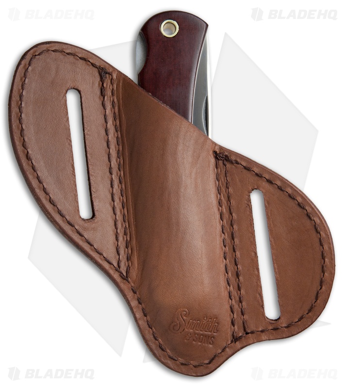 Smith & Sons Mudbug Lock Back Knife Maroon Micarta w/ Sheath (3.625" Satin)