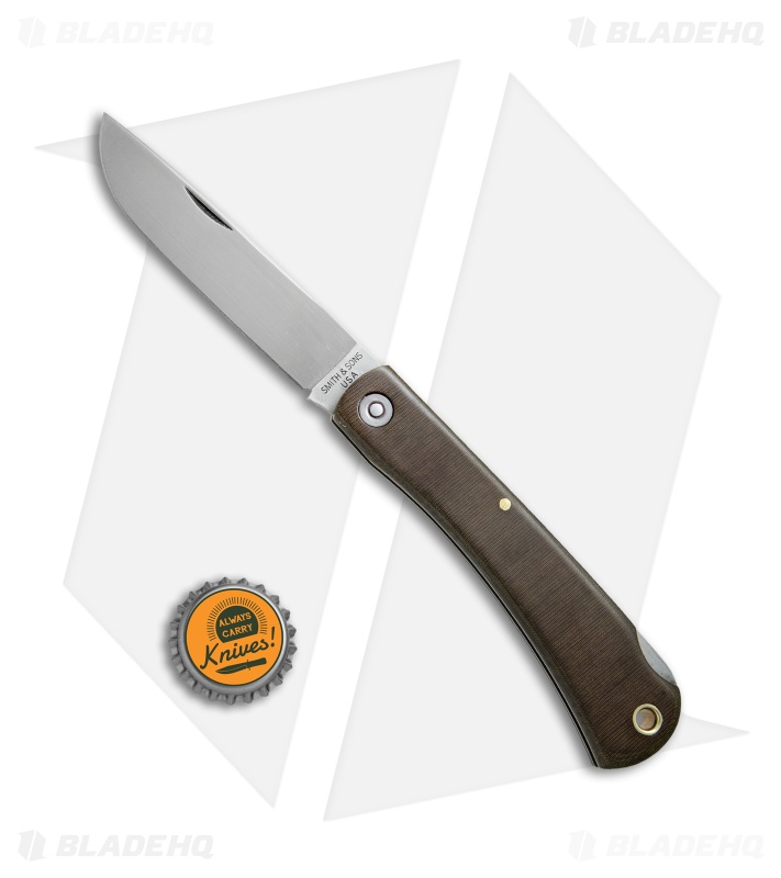Smith & Sons Mudbug Lock Back Knife OD Green Micarta w/ Sheath (3.625" Satin)