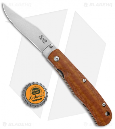 Smith & Sons Cypress Trapper Liner Lock Knife Natural Micarta (3.38" Stonewash)