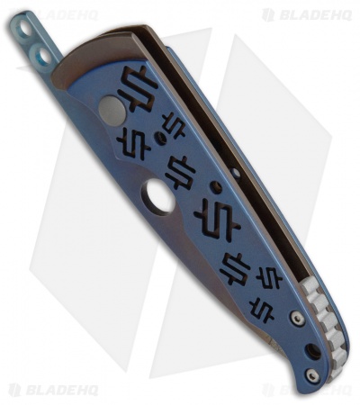 Snody Knives Custom Titanium Elite Friction Folder Knife (2.375" Blue)