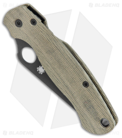 Flytanium Lotus Green Canvas + Spyderco Paramilitary 2 Knife (3.4" Black)