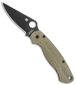 Flytanium Lotus Green Canvas + Spyderco Paramilitary 2 Knife (3.4" Black)