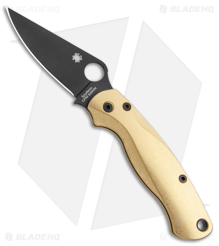 Spyderco PM 2 Knife Black + Flytanium Brass - Blade HQ
