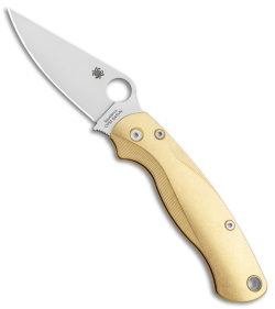 Flytanium Lotus Brass Scales + Spyderco Paramilitary 2 Knife (3.4" Satin)