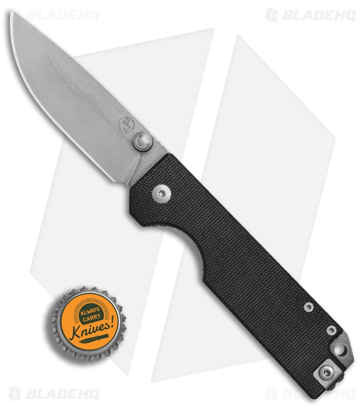 StatGear Ausus Liner Lock Folding Knife Black Micarta (3.5" Stonewash)