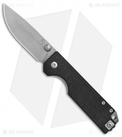 StatGear Ausus Liner Lock Folding Knife Black Micarta (3.5" Stonewash)