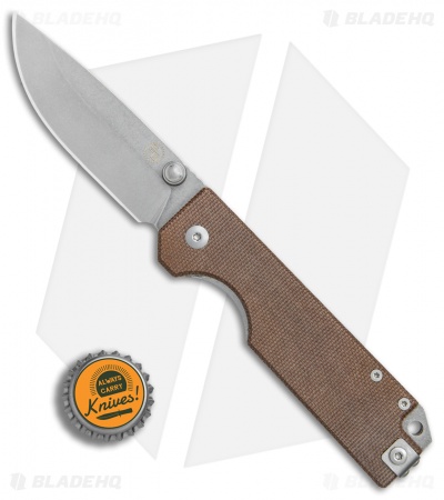 StatGear Ausus Liner Lock Folding Knife Brown Micarta (3.5" Stonewash)