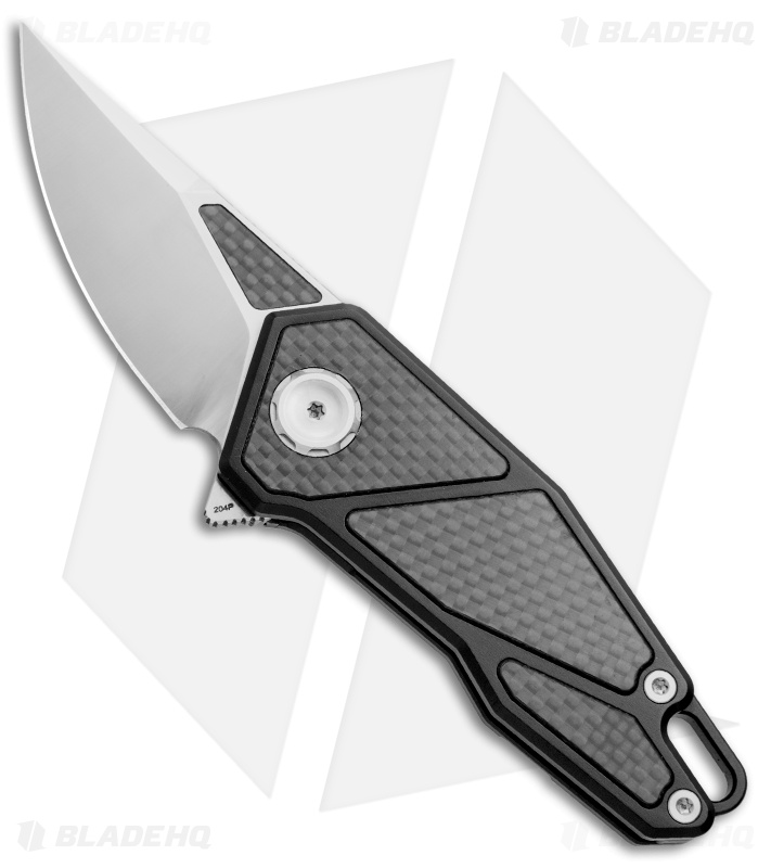 Stedemon Knife Co. ZKC A01A Flipper Knife CF/Black Aluminum (2.5" 204P Satin)