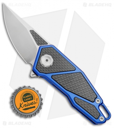 Stedemon Knife Co. ZKC A01A Flipper Knife CF/Blue Aluminum (2.5" 204P Satin) 