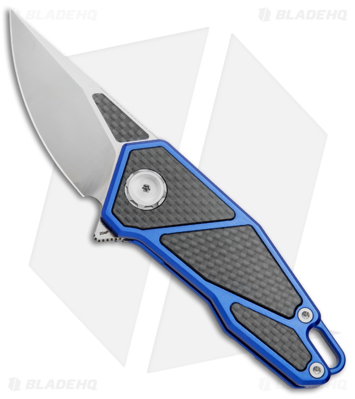 Stedemon Knife Co. ZKC A01A Flipper Knife CF/Blue Aluminum (2.5" 204P Satin)