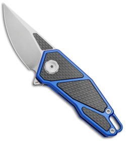 Stedemon Knife Co. ZKC A01A Flipper Knife CF/Blue Aluminum (2.5" 204P Satin) 