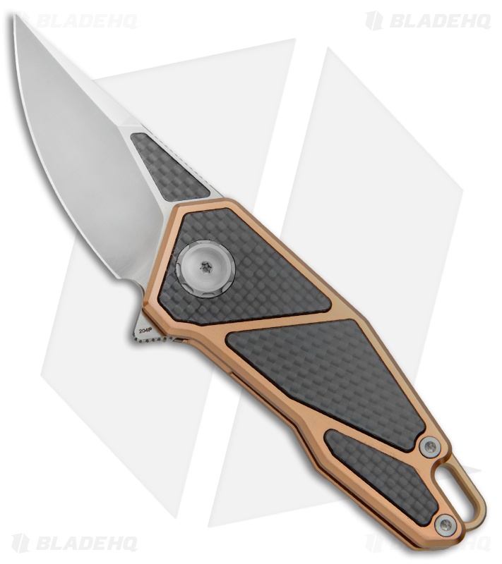Stedemon Knife Co. ZKC A01A Flipper Knife CF/Bronze Aluminum (2.5" 204P Satin)