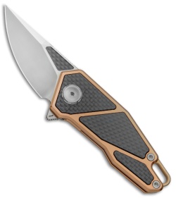 Stedemon Knife Co. ZKC A01A Flipper Knife CF/Bronze Aluminum (2.5" 204P Satin) 