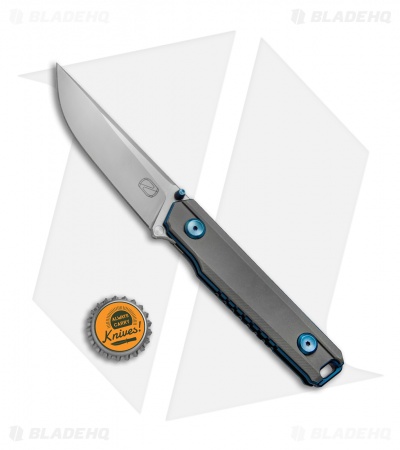 Stedemon ZKC-B02 Liner Lock Knife Gray Titanium/ Blue Ti (3.5" Satin)