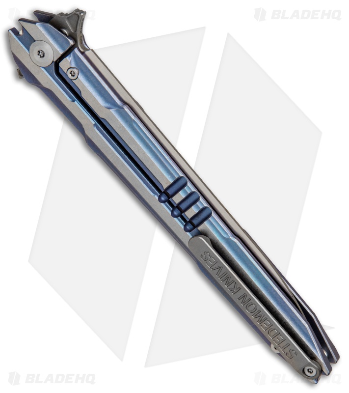 Stedemon Knife Co. Thunderfury Frame Lock Knife Blue Titanium (4.25" Satin) 