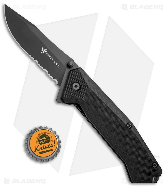Steel Will Knives Onrush 632S Tactical Liner Lock Knife (3.75" Black Serr)