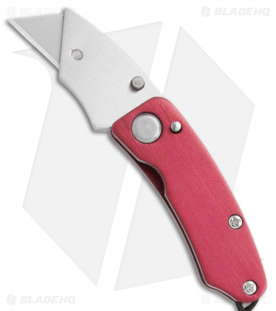 SuperKnife Mini Ultimate Utility Liner Lock Knife Red Aluminum (1.25" Satin) 