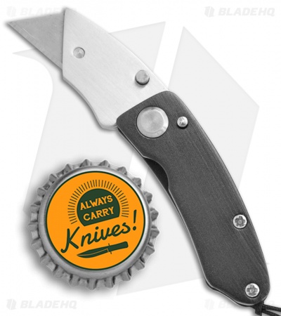 SuperKnife Mini Ultimate Utility Liner Lock Knife Black Aluminum (1.25" Satin) 