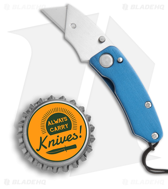 SuperKnife Mini Ultimate Utility Liner Lock Knife Blue Aluminum (1.25" Satin) 