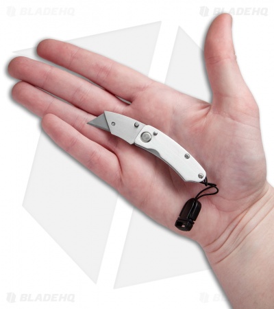 SuperKnife Mini Ultimate Utility Liner Lock Knife Silver Aluminum (1.25" Satin) 