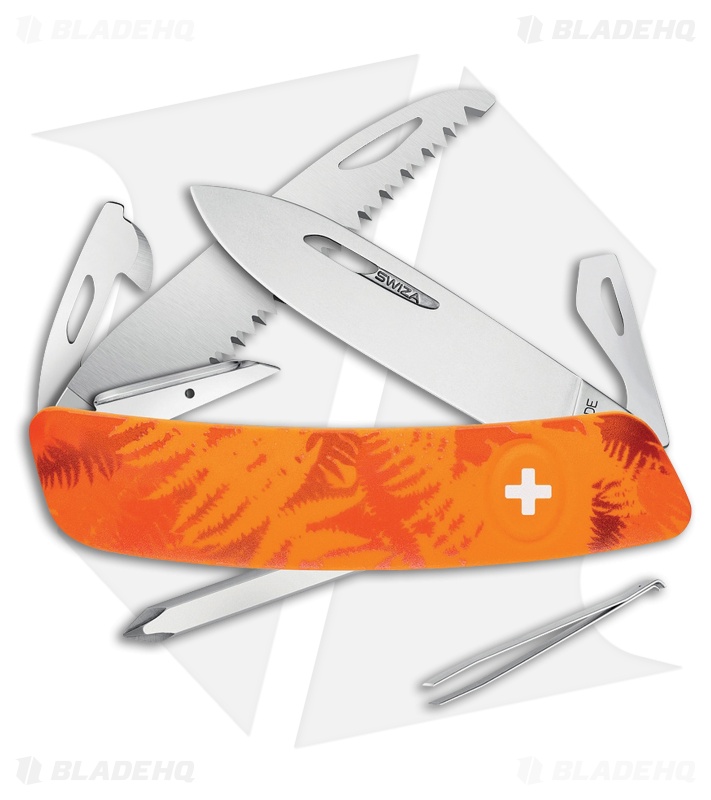 Swiza C06 Button Lock Swiss Pocket Knife Orange Foliage Camo (2.75" Mirror)