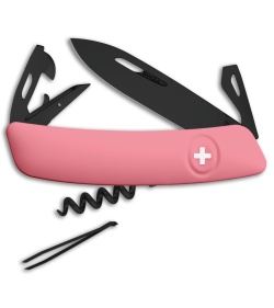 Swiza D03 Button Lock Swiss Pocket Knife Pink (2.75" Black)