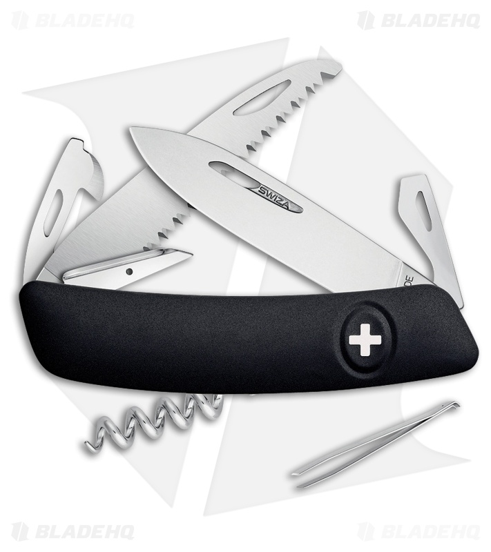 Swiza D05 Button Lock Swiss Pocket Knife Black (2.75" Satin)