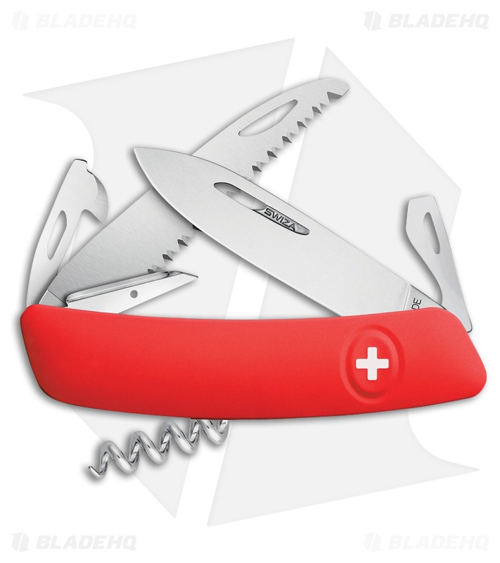 Swiza D05 Button Lock Swiss Pocket Knife Red (2.75" Satin) 