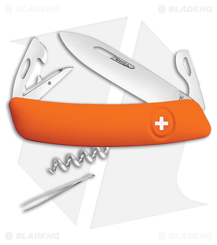 Swiza J02 Junior Button Lock  Swiss Pocket Knife Orange (2.75" Satin) 