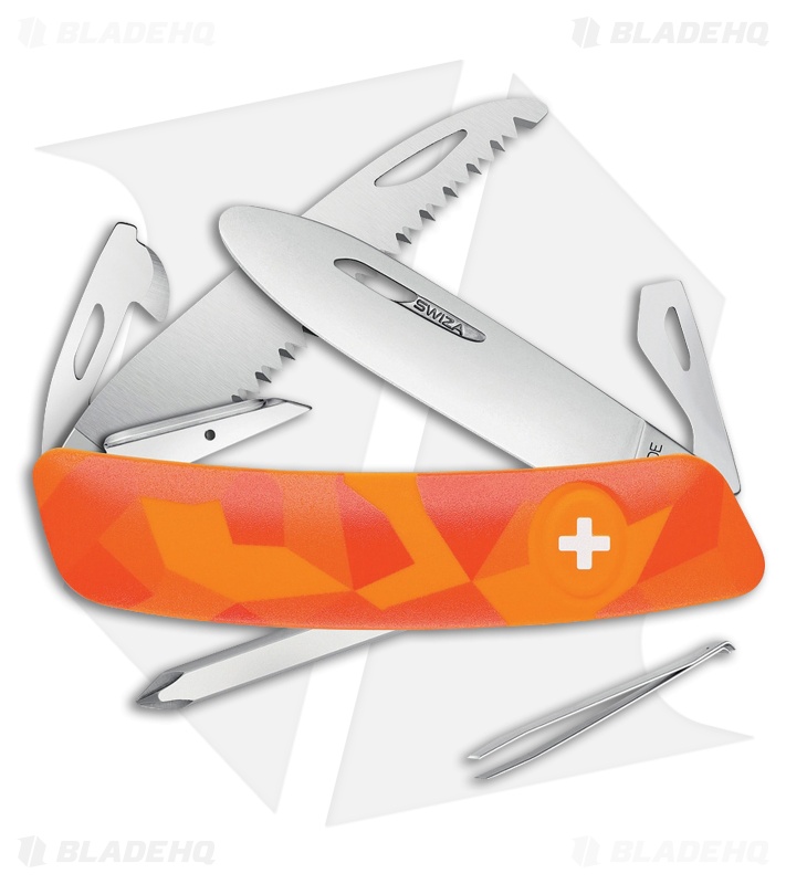 Swiza J06 Junior Button Lock Swiss Pocket Knife Orange (2.75" Satin)