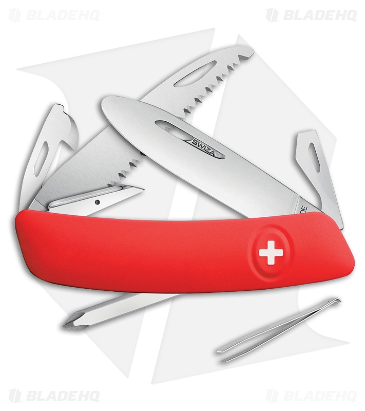 Swiza J06 Junior Button Lock Swiss Pocket Knife Red (2.75" Satin) 