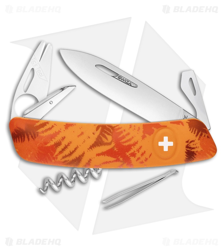 Swiza TT03 Tick Tool Swiss Pocket Knife Orange Camo (3" Satin)