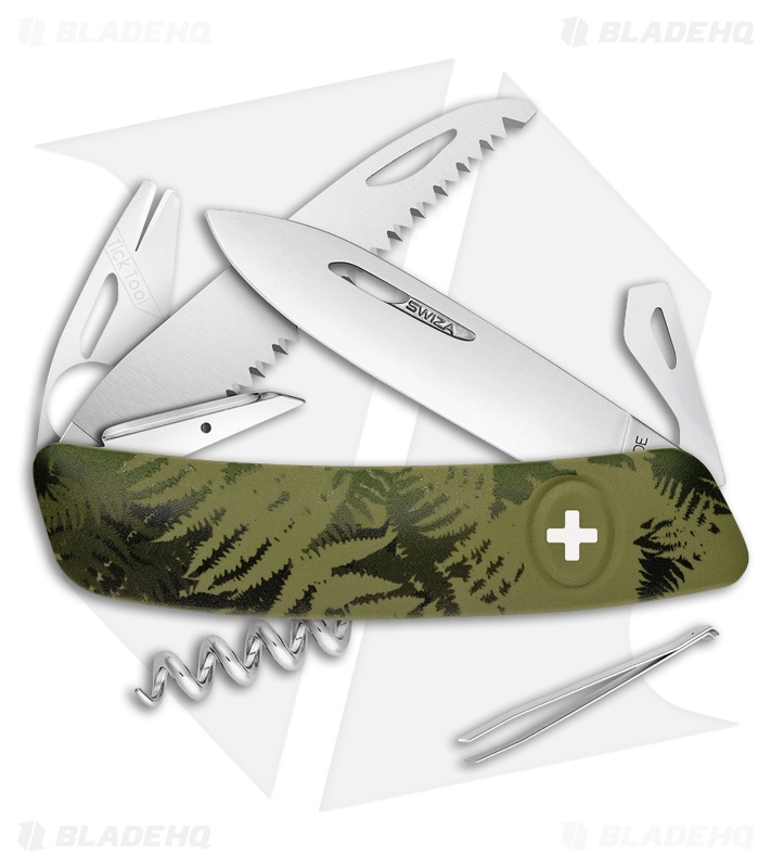 Swiza TT05 Tick Tool Swiss Pocket Knife OD Green Camo (3" Satin) 