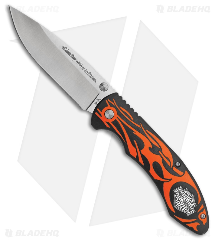 Tec-X Harley-Davidson TF-1 Linerlock Knife Black/Orange TPE (3.5