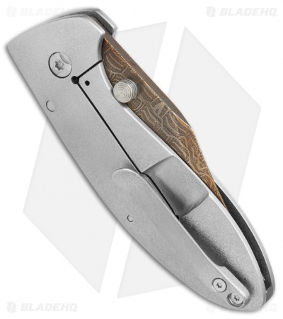Tom Krein Alpha Bowie Frame Lock Knife Titanium (2.875" Damascus)