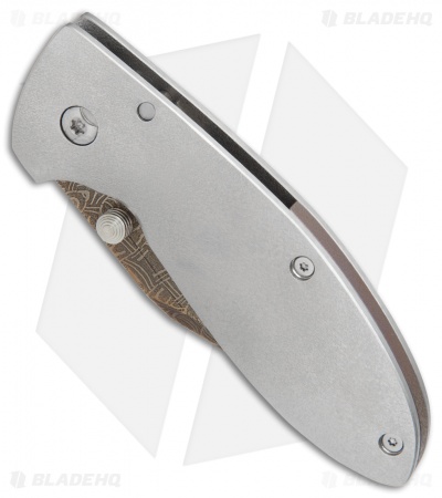 Tom Krein Alpha Bowie Frame Lock Knife Titanium (2.875" Damascus)