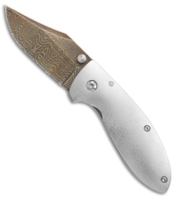 Tom Krein Alpha Bowie Frame Lock Knife Titanium (2.875" Damascus)